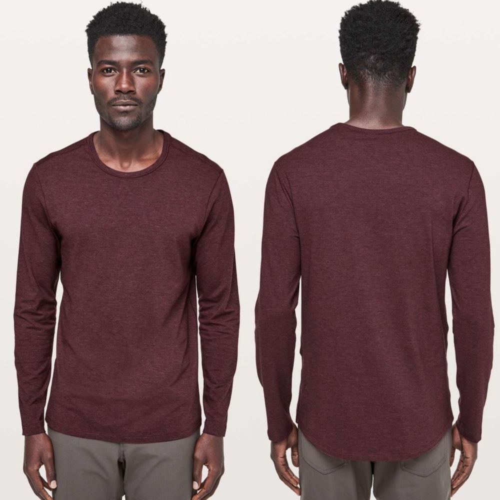 Lululemon 5 Year Basic Long Sleeve Tee Heathered Dark Adobe Purple Mens Sz Large